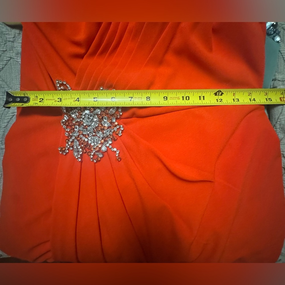 Terani Couture One Shoulder Orange Dress - Picture 9 of 11